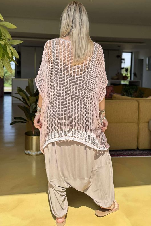 Made in Italy Fisherman Layering Knit Rose